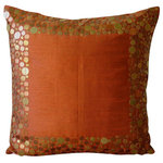 The HomeCentric - Metal Sequins 16"x16" Art Silk Rust Pillows Cover, Rust Glamor - Rust Glamor is an exclusive 100% handmade decorative pillow cover designed and created with intrinsic detailing. A perfect item to decorate your living room, bedroom, office, couch, chair, sofa or bed. The real color may not be the exactly same as showing in the pictures due to the color difference of monitors. This listing is for Single Pillow Cover only and does not include Pillow or Inserts.