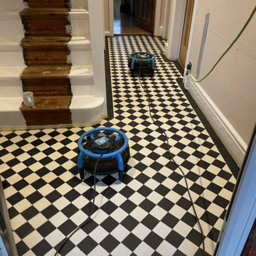 Diamond Pattern Encaustic Tiled Hallway Restoration in Rugby
