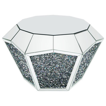 ACME Noralie Coffee Table, Mirrored and Faux Diamonds