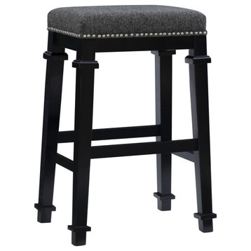 Kennedy Black And White Tweed Backless Bar Stool