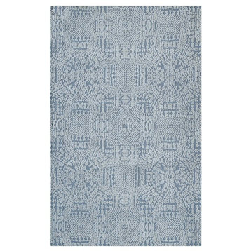 Javiera Contemporary Moroccan 8'x10' Area Rug, Ivory and Light Blue