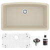 Karran Undermount Quartz 32" Single Bowl Kitchen Sink Kit, Bisque