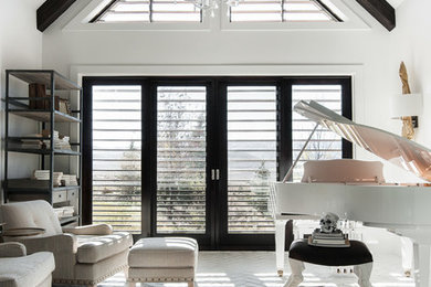 Inspiration for a contemporary family room remodel in Salt Lake City with a music area and white walls