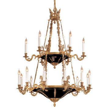 Metropolitan N850220 18 Light 34"W 2 Tier Candle Style Chandelier - Dore Gold