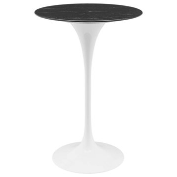 Lippa 28" Artificial Marble Bar Table White Black