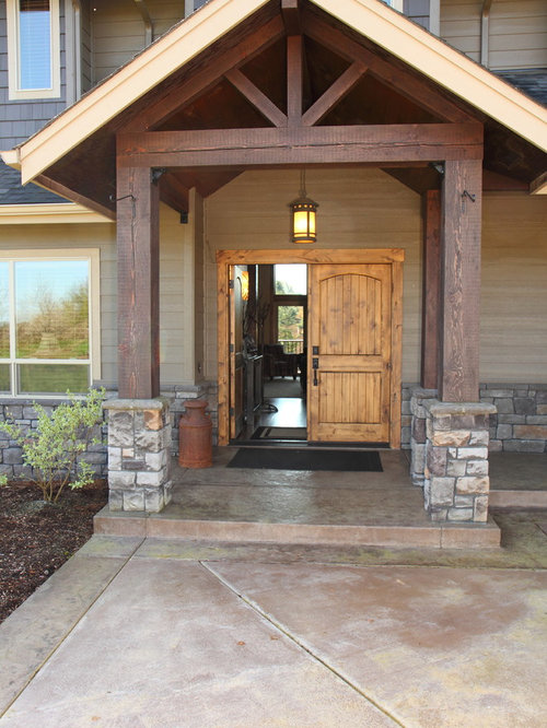 49 Rustic Porch with Stamped Concrete Design Ideas & Remodel Pictures ...