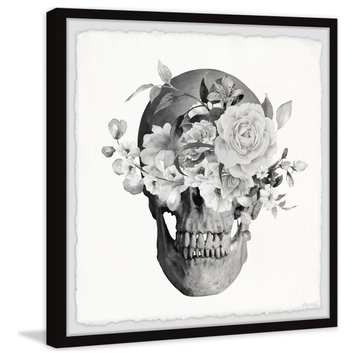 "Roses and Skull" Framed Painting Print, 12x12