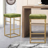 30 Inch Backless Metal Barstool with Velvet Seat-Set of 2, Green