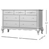 Mid Century Dresser, 7 Drawers With Ribbon Scrollwork Accent, Akoya Grey Pearl