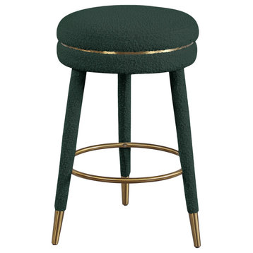 Coral Boucle Fabric Stool, Green, Counter Stool