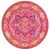 Traditional Bohemian Center Medallion Rug, Violet Pink, 5'3" Round