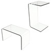 Modern C-Style Vertical Side Table in Clear