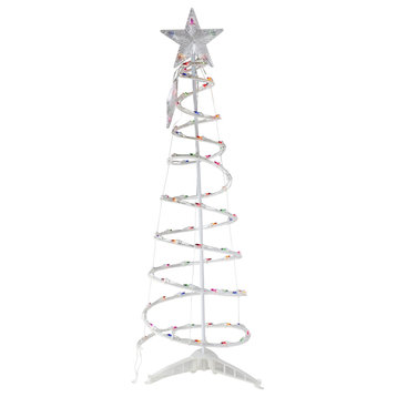 4' Lighted Spiral Christmas Tree with Star Tree Topper, Multi Lights