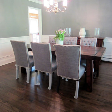 COLD SPRING HARBOR - NEW INSTALL + SAND OLD FLOOR: RED OAK W JACOBEAN & TRAFFIC