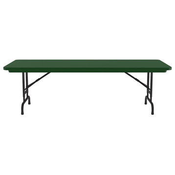 Pemberly Row 22-32" Adjustable Height Plastic Resin/Metal Folding Table in Green