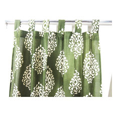 Patterned Curtains Luxurious Drapes Drapery Window Panels Pair Tab Top India, 48