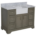 Kitchen Bath Collection - Zelda 48" Bathroom Vanity, Weathered Gray, Carrara Marble - The Zelda: farmhouse style made magnificent.