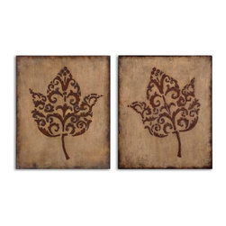 www.essentialsinside.com: decorative leaves, wall art - Artwork