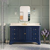 Katherine 60" Bath Vanity, Royal Blue, Carrara Marble, Single Vanity