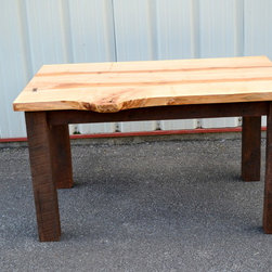 Live Edge Maple Table with Barn Wood Legs - Dining Tables