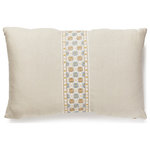 SCALAMANDRE - Toscana/Hansel Lumbar Pillow, Flax / Seaside, 22" X 14" - Featuring luxury textiles from The House of Scalamandre, this pillow was thoughtfully curated by our design team and sewn together with care in the USA. Effortlessly incorporate a piece of our rich history and signature aesthetic into your home, and shop our pre-styled pillows, made for you!