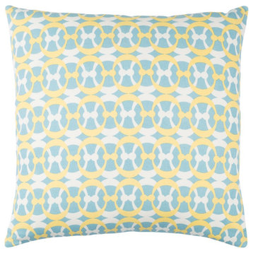 Lina by Surya Pillow Cover, Aqua/Butter/White, 18' x 18'