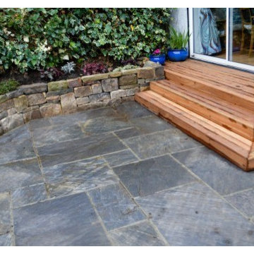 Graphite Sandstone Paving with Yorkshire Stone Walling 2016