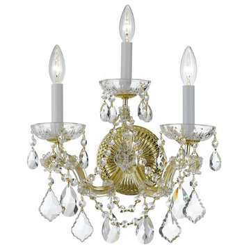 Crystorama Maria Theresa 3 Light Clear Crystal Gold Sconce II