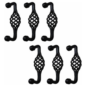 6 Drawer Handle Cabinet Pull Birdcage Black Wrought Iron 5" |