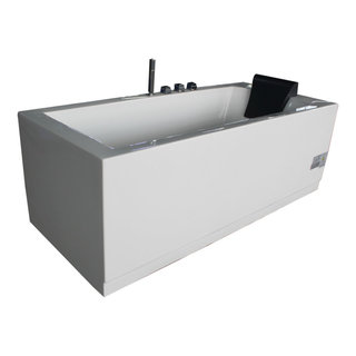 Eago AM189ETL-R 72 Acrylic Whirlpool Bathtub w/ Fixtures, Right Drain - White