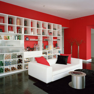 Most Popular Living Room with Red Walls Remodeling Ideas | Houzz