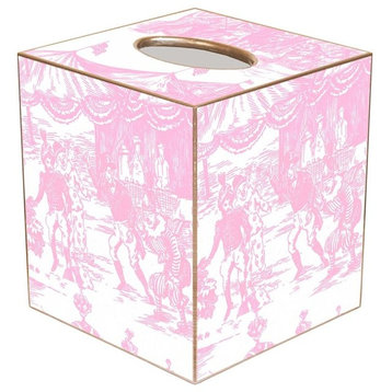 TB596 - Pink Circus Toile Tissue Box Cover