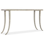 Hooker Furniture - Melange Sabre Console Table - Craftsman quality meets industrial style in the Sabre Console Table, featuring a silver textured metal frame, splayed legs and a marble top. This metal and marble beauty has a narrow 14-inch depth to make it practical for even tight spaces.