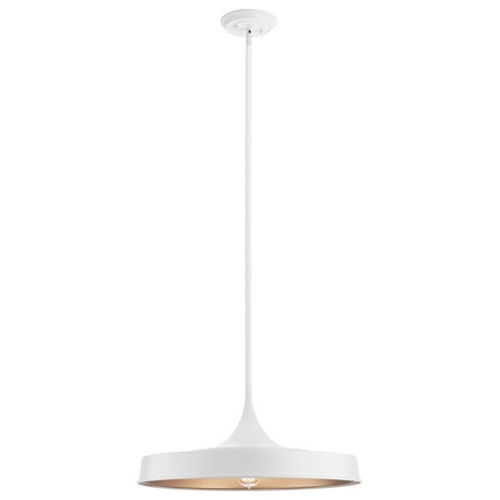 Elias 1 Light Pendant, White