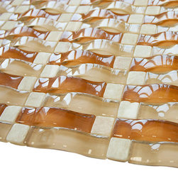 Honey 3D Sea Wave Glass Mosaic Tiles - Home Accessories & Decor