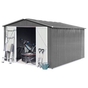10ftx8ft Metal Outdoor Storage Sheds in Grey