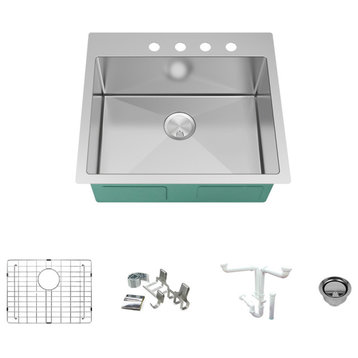 Transolid Diamond 25"x22" Single Bowl Dual-Mount Sink Kit in Stainless Steel
