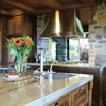 Rustic Rock Backsplash Kitchen