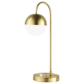 Pemberly Row Contemporary Metal Round Arched Table Lamp in Gold