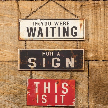 "Waiting For A Sign" Distressed Wall Sign