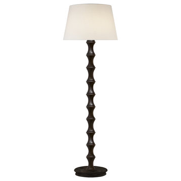 Bamboo Floor Lamp in Bamboo with Linen Shade