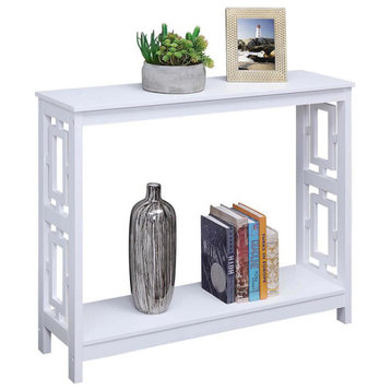 Town Square Console Table with Shelf, White