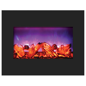 26" Zero Clearance Fireplace with 29" x 23" Black Glass Surround