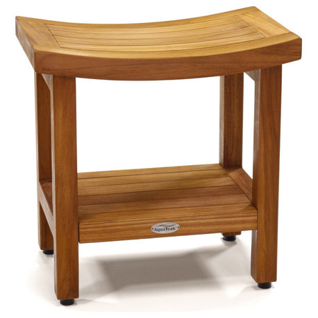 Patented 18" Sumba™ Teak Shower Bench with Shelf