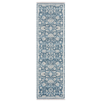 Nourison Lennox 2'2" x 7'6" Runner Rug With Blue And Ivory Finish 099446887528