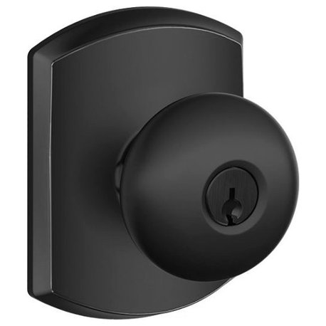 Schlage F51A-PLY-GRW Plymouth Keyed Entry Single Cylinder Door - Flat Black