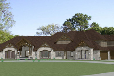 Inspiration for a large southwestern exterior home remodel in Dallas