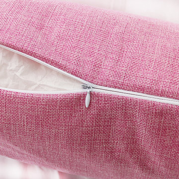 Accent Pillow Cover Polyester Weave Solid Color Decorative Pillow Case | Pink