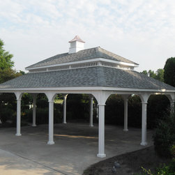 Large White Vinyl Pavilion with Double Roof - Outdoor Structures