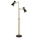Z-Lite - Soriano Two Light Floor Lamp, Matte Black / Heritage Brass - A character-rich studio theme shapes industrial influence that adds casual elegance to this matte black finish steel two-light floor lamp. This lamp features a touch controlled shade with thrree levels high low and off. Dress up a living room or office space with this tasteful fixture trimmed with heritage brass finish steel. This sleek two-light fixture reflects the heart of romantic industrial charm.